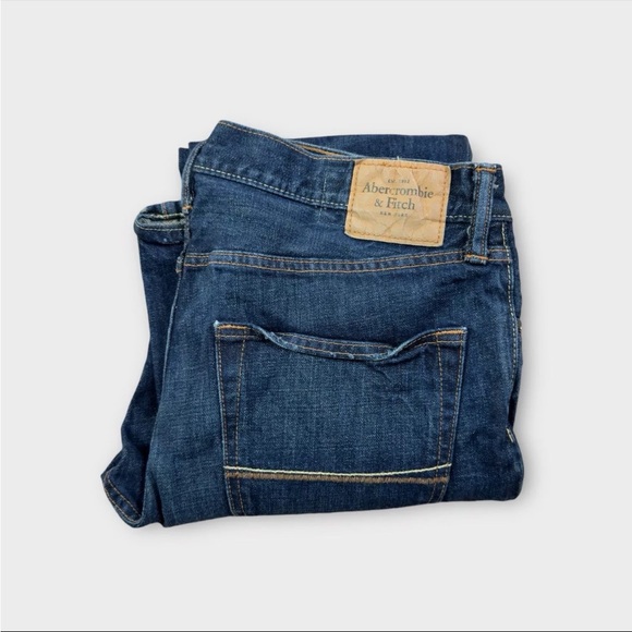 Abercrombie & Fitch 34x32 The A&F Boot Faded Denim Blue Jeans Button-Fly Bootcut - Picture 3 of 13
